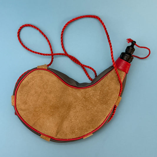Vintage Leather Water Flask Canteen With Strap Rustic Outdoor Decor