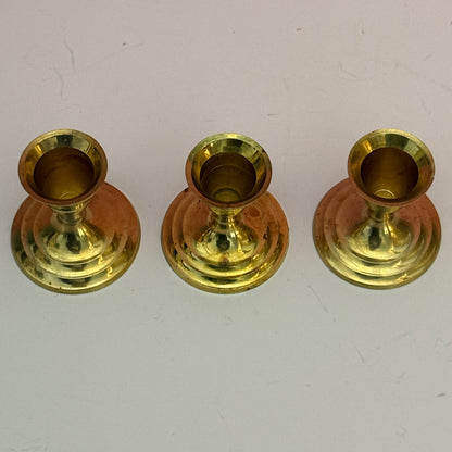 Vintage Brass Candle Holders Set of 3 Made in India Small Brass Candlesticks