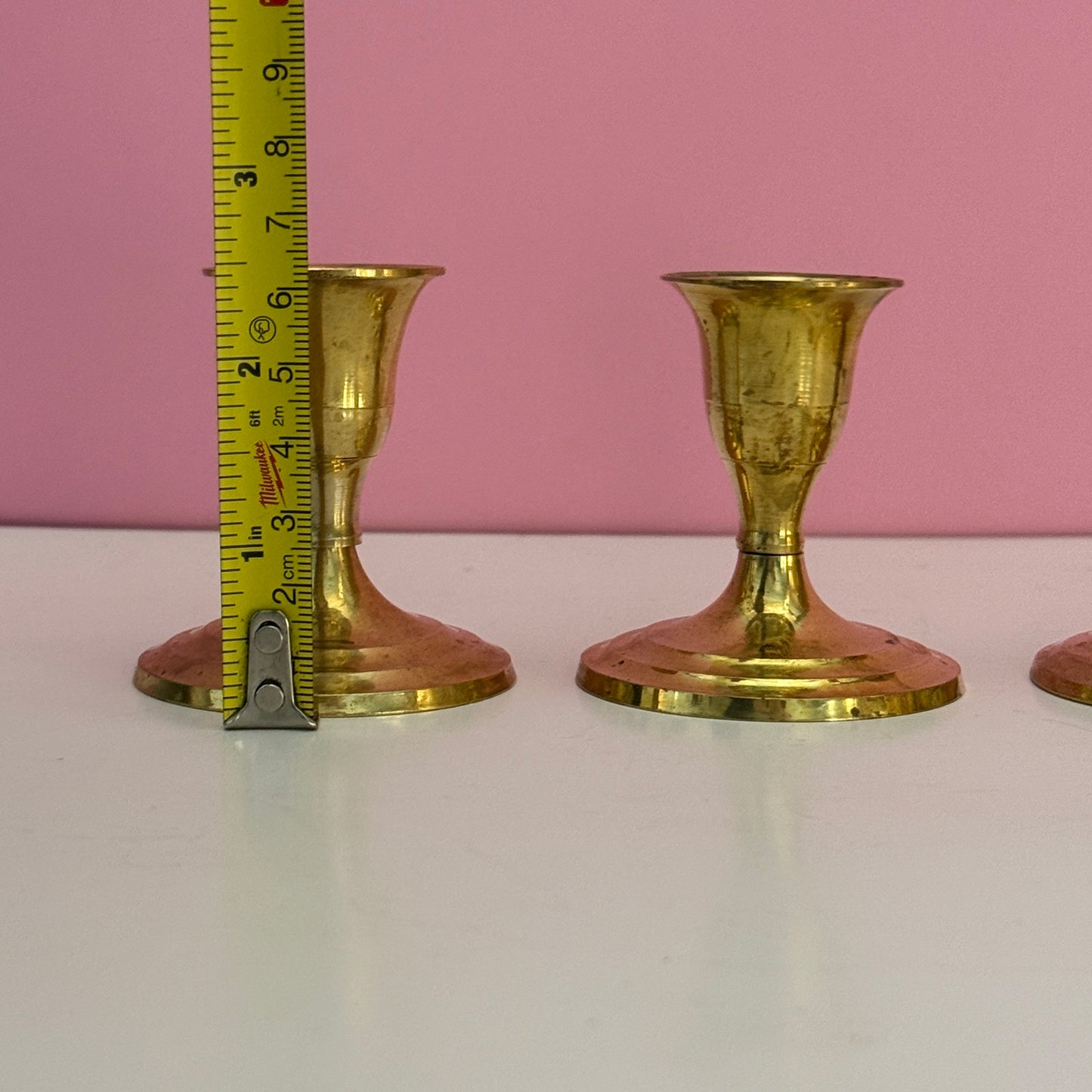 Vintage Brass Candle Holders Set of 3 Made in India Small Brass Candlesticks