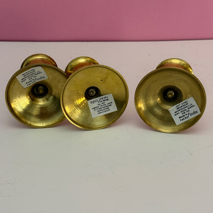 Vintage Brass Candle Holders Set of 3 Made in India Small Brass Candlesticks