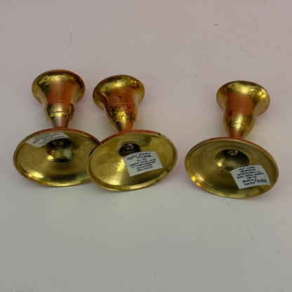 Vintage Brass Candle Holders Set of 3 Made in India Small Brass Candlesticks