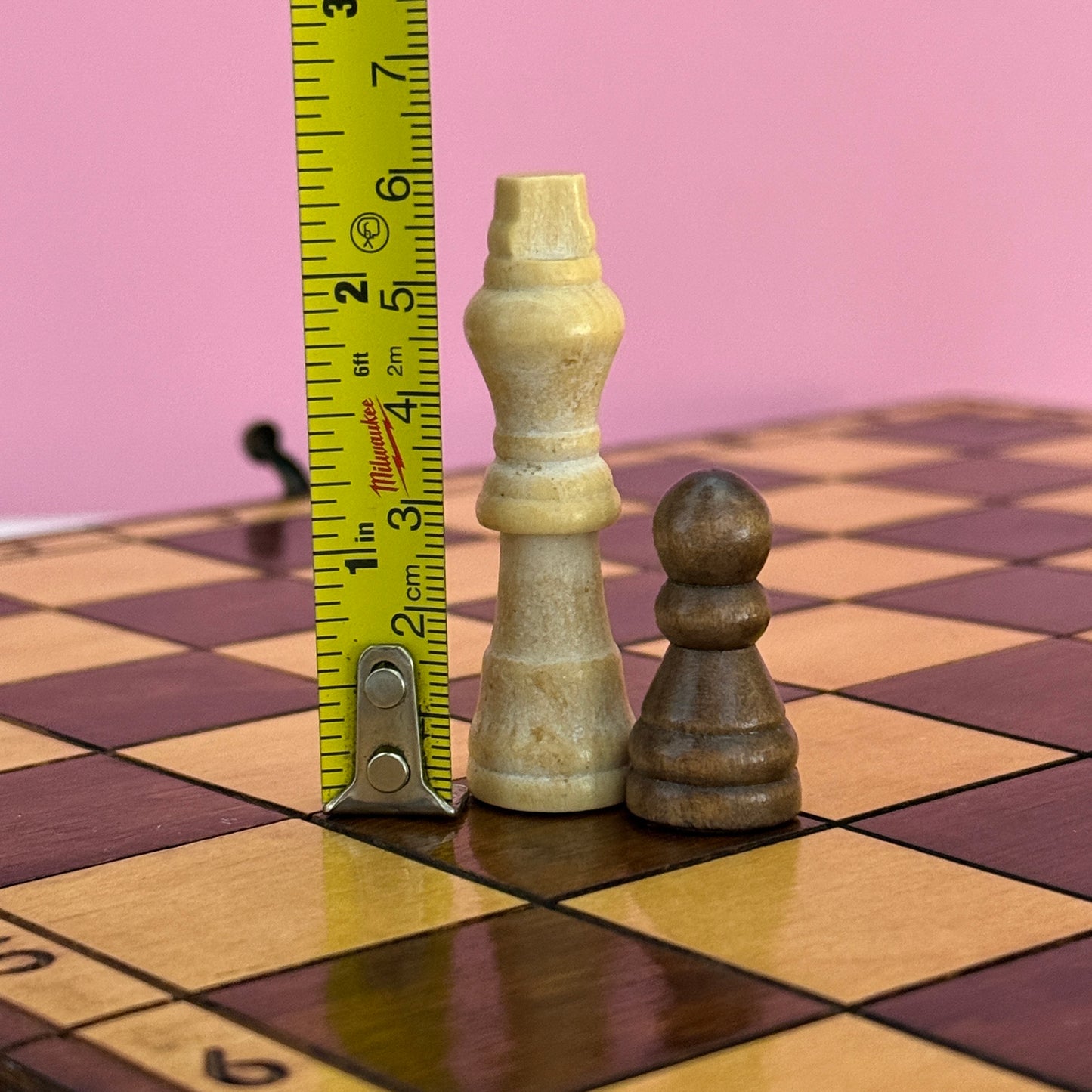 Vintage Wooden Folding Chess Set Board Game With Storage Box 14"