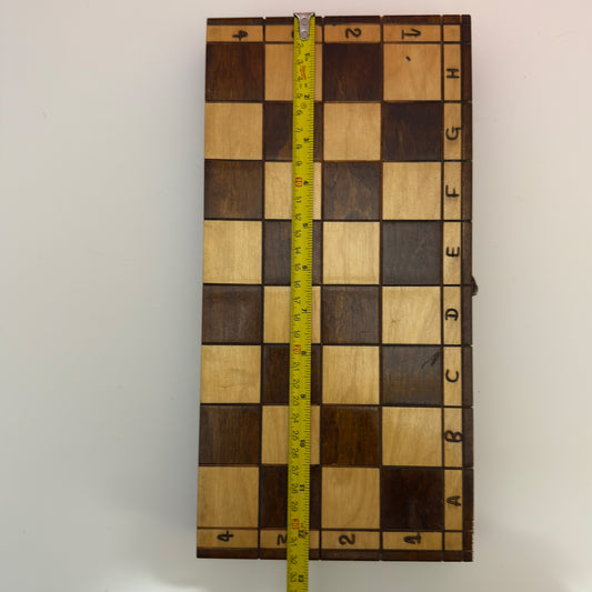 Vintage Wooden Folding Chess Set Board Game With Storage Box 14"