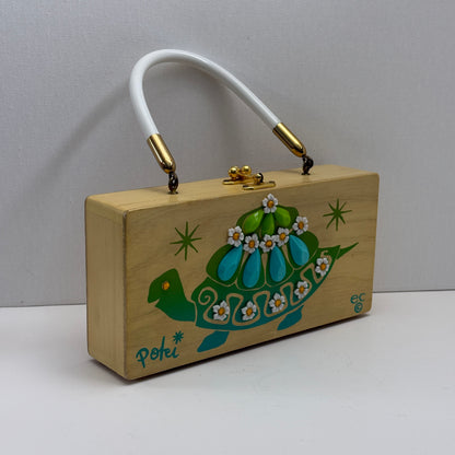 Vintage Enid Collins Box Bag Wooden Handbag Purse Turtle Design Texas
