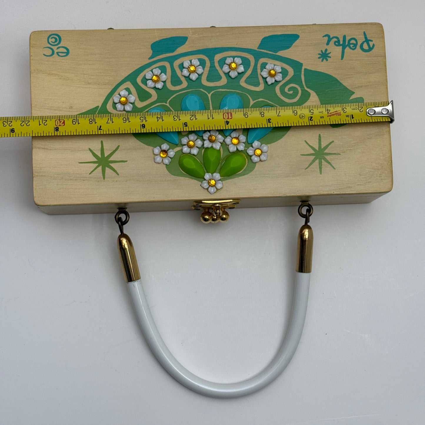 Vintage Enid Collins Box Bag Wooden Handbag Purse Turtle Design Texas