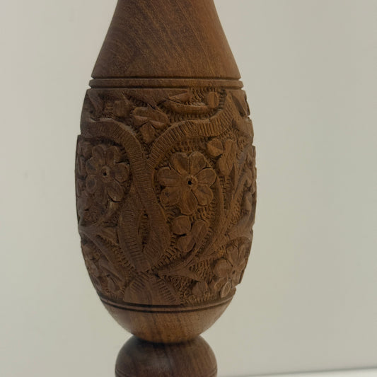 Vintage Hand Carved Wooden Candle Holder 12" Rustic Decor