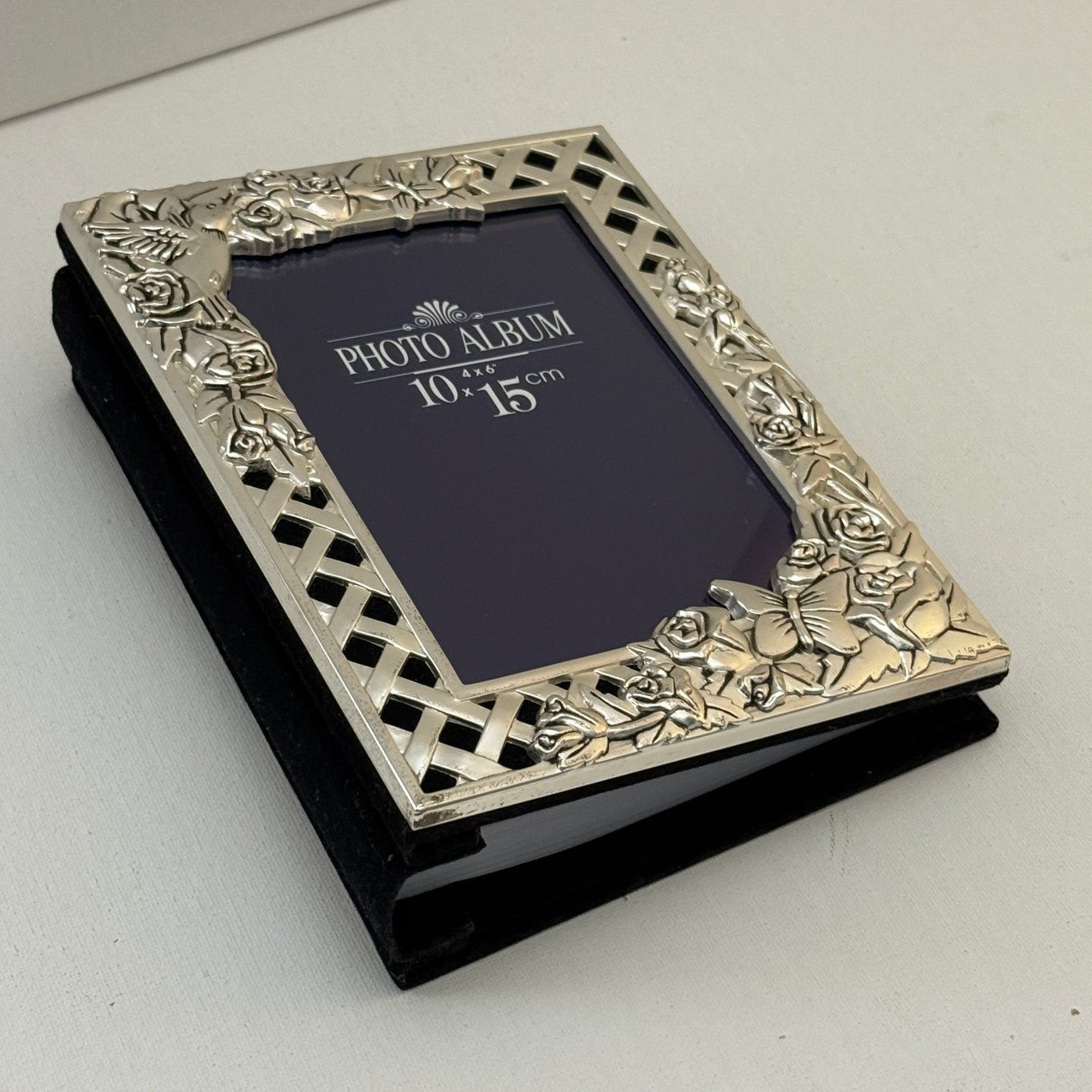 Vintage Silver Plated Photo Album Floral Frame 4x6 Elegance