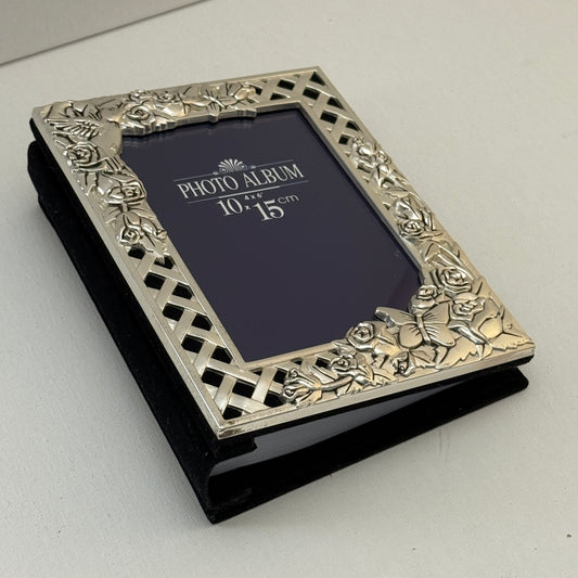 Vintage Silver Plated Photo Album Floral Frame 4x6 Elegance